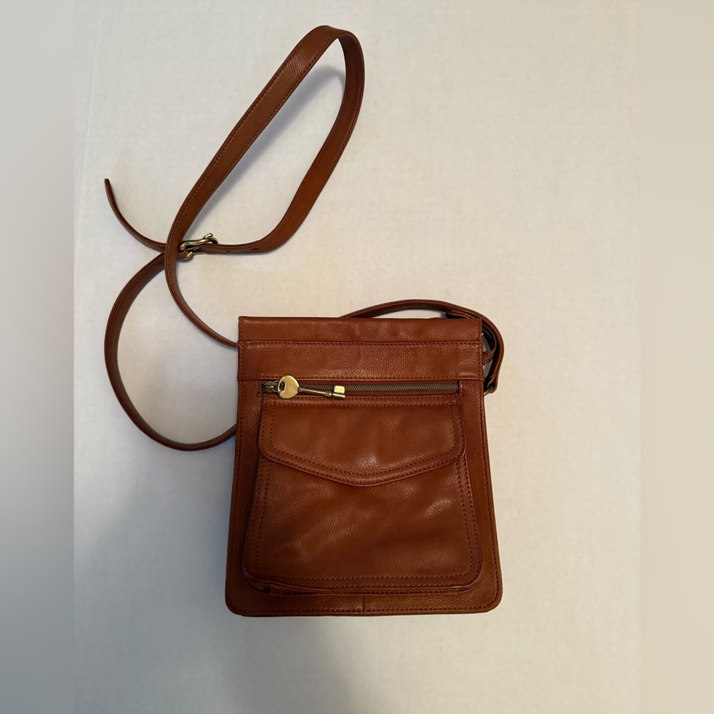 Y2K Vintage Fossil Genuine Soft Leather Messenger Crossbody Bag Purse Brown